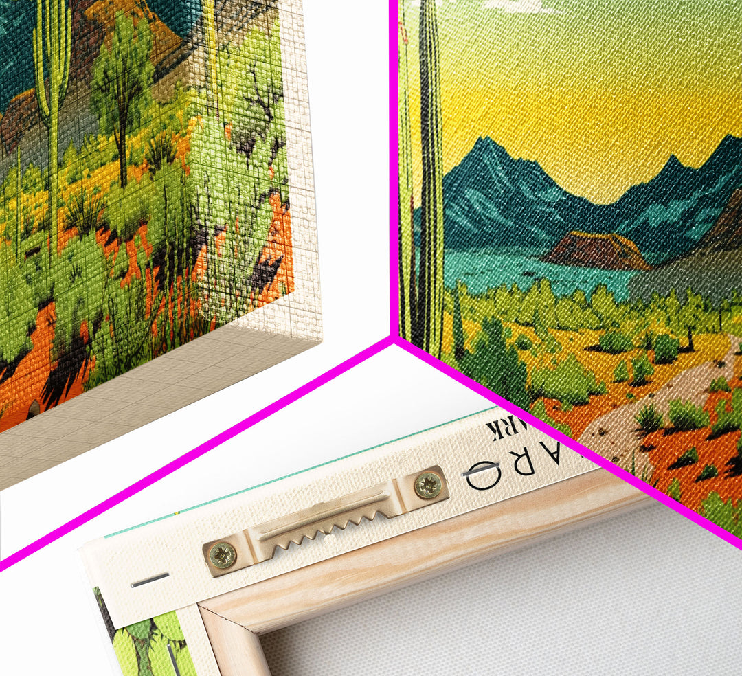 Saguaro  National Park Panoramic Arizona Travel Art, National Park Print, Minimalist Travel Art, Subdued Watercolor Painting Panoramic
