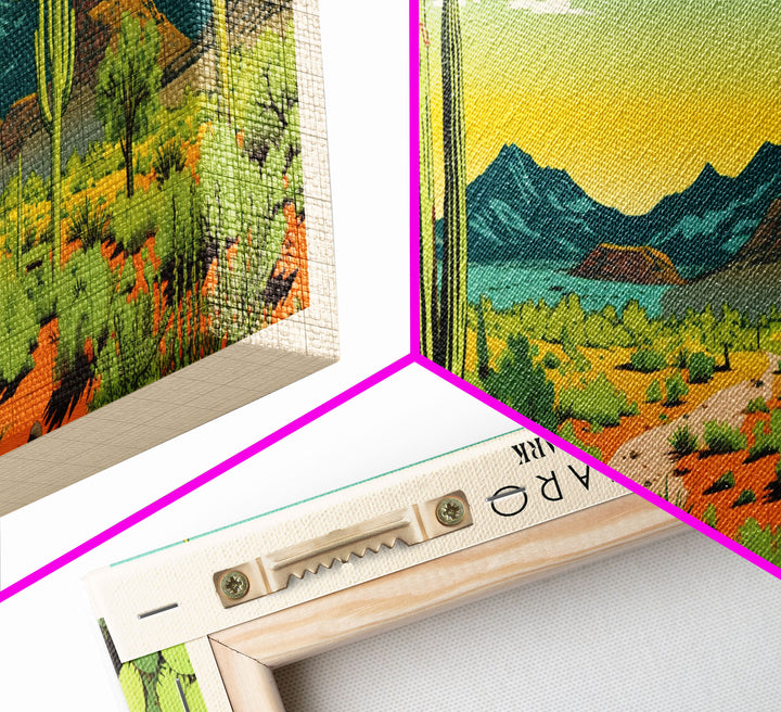 Saguaro  National Park Panoramic Arizona Travel Art, National Park Print, Minimalist Travel Art, Subdued Watercolor Painting Panoramic