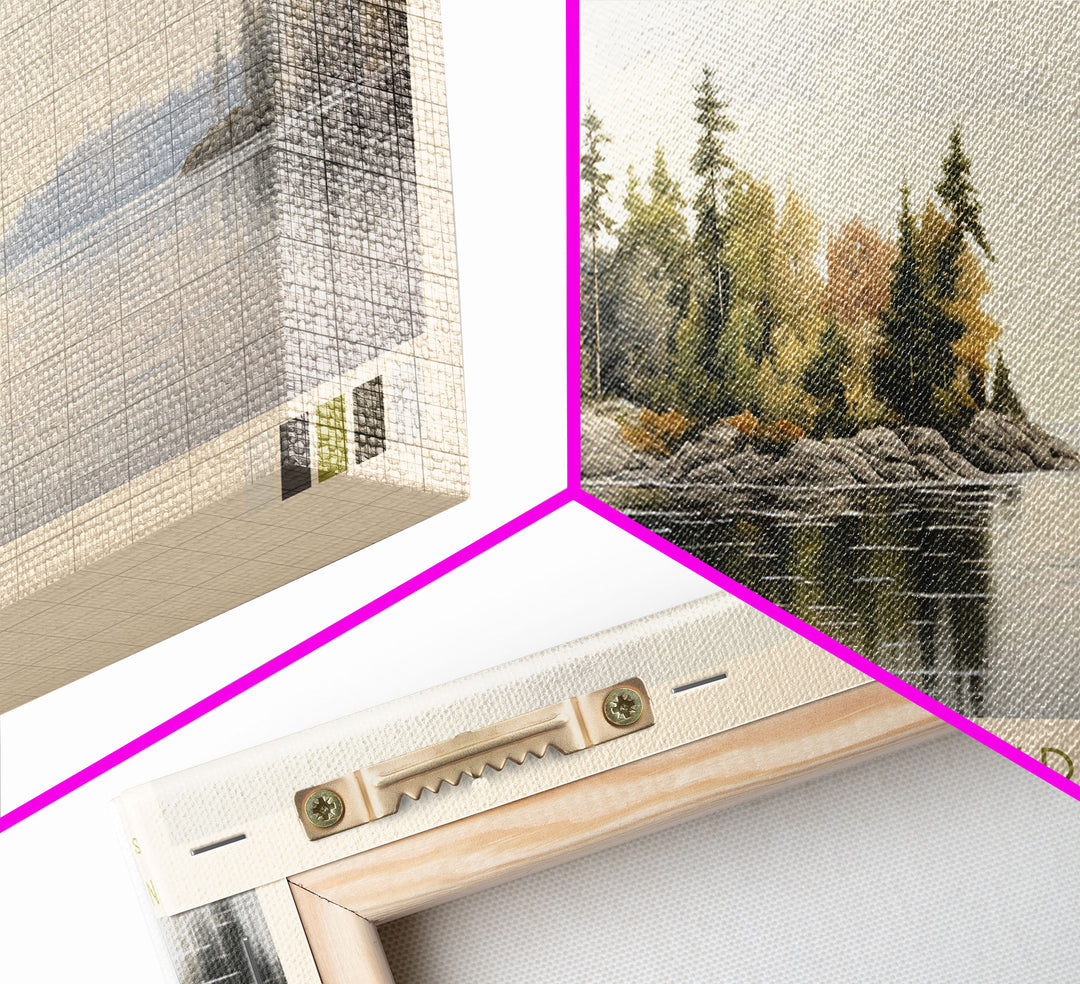 Voyageurs National Park Panoramic Minnesota Travel Art, National Park Print, Minimalist Travel Art, Subdued Watercolor Painting Panoramic