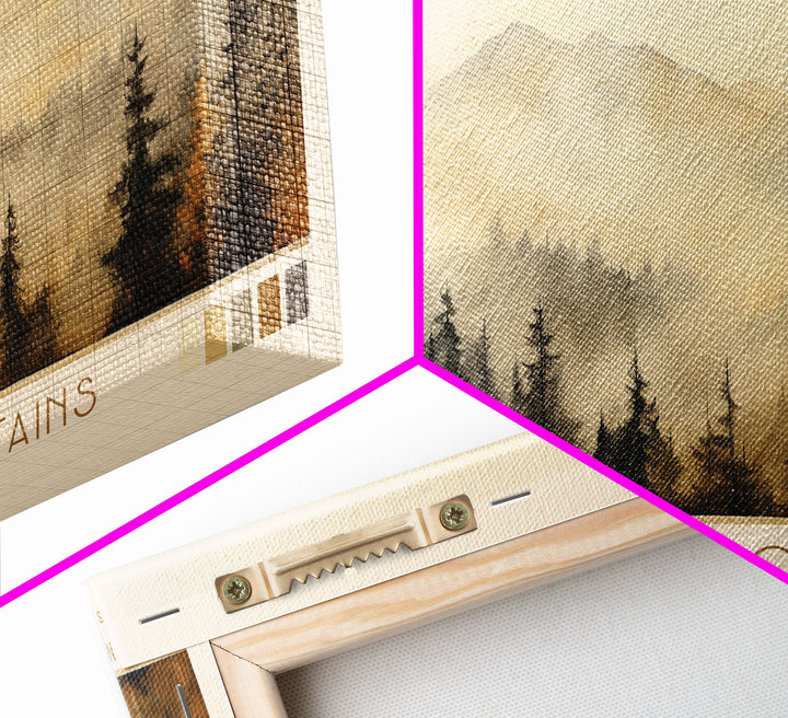 Great Smoky Mountains National Park Panoramic Travel Art, National Park Print, Minimalist Travel Art, Subdued Watercolor Painting Panoramic