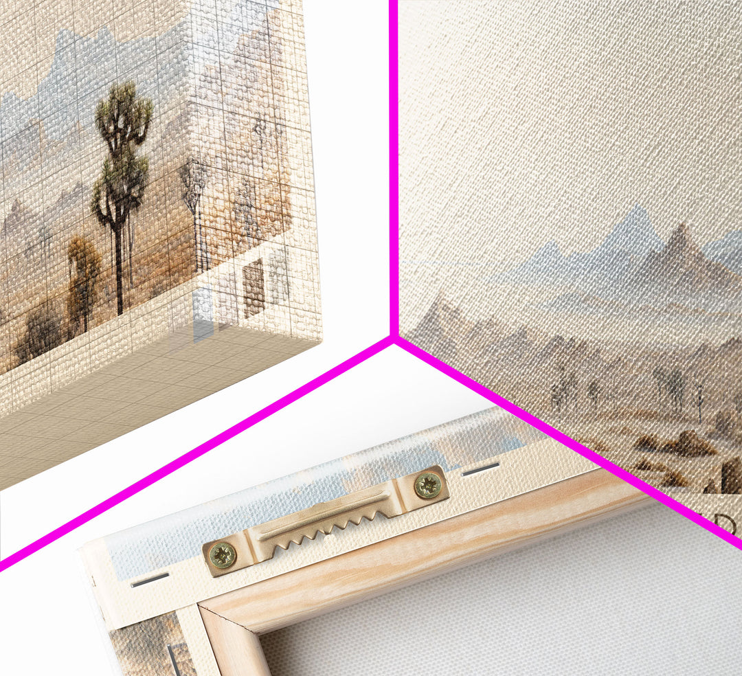 Joshua Tree National Park Panoramic California Travel Art, National Park Print, Minimalist Travel Art, Subdued Watercolor Painting Panoramic