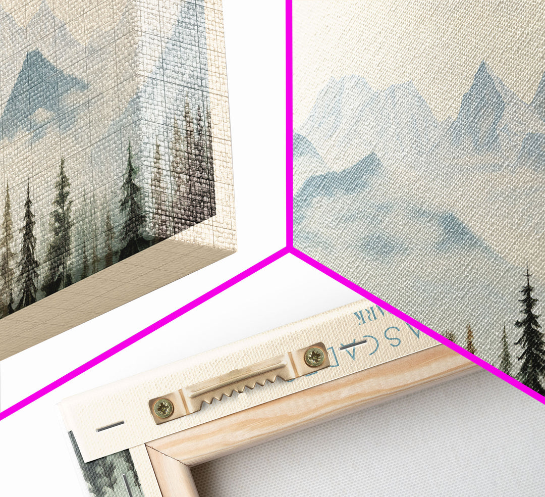 North Cascades National Park Panoramic Travel Art, National Park Print, Minimalist Travel Art, Subdued Watercolor Painting Panoramic