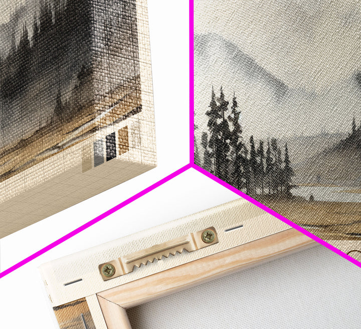 Yellowstone National Park Panoramic Wyoming Travel Art, National Park Print, Minimalist Travel Art, Subdued Watercolor Painting Panoramic