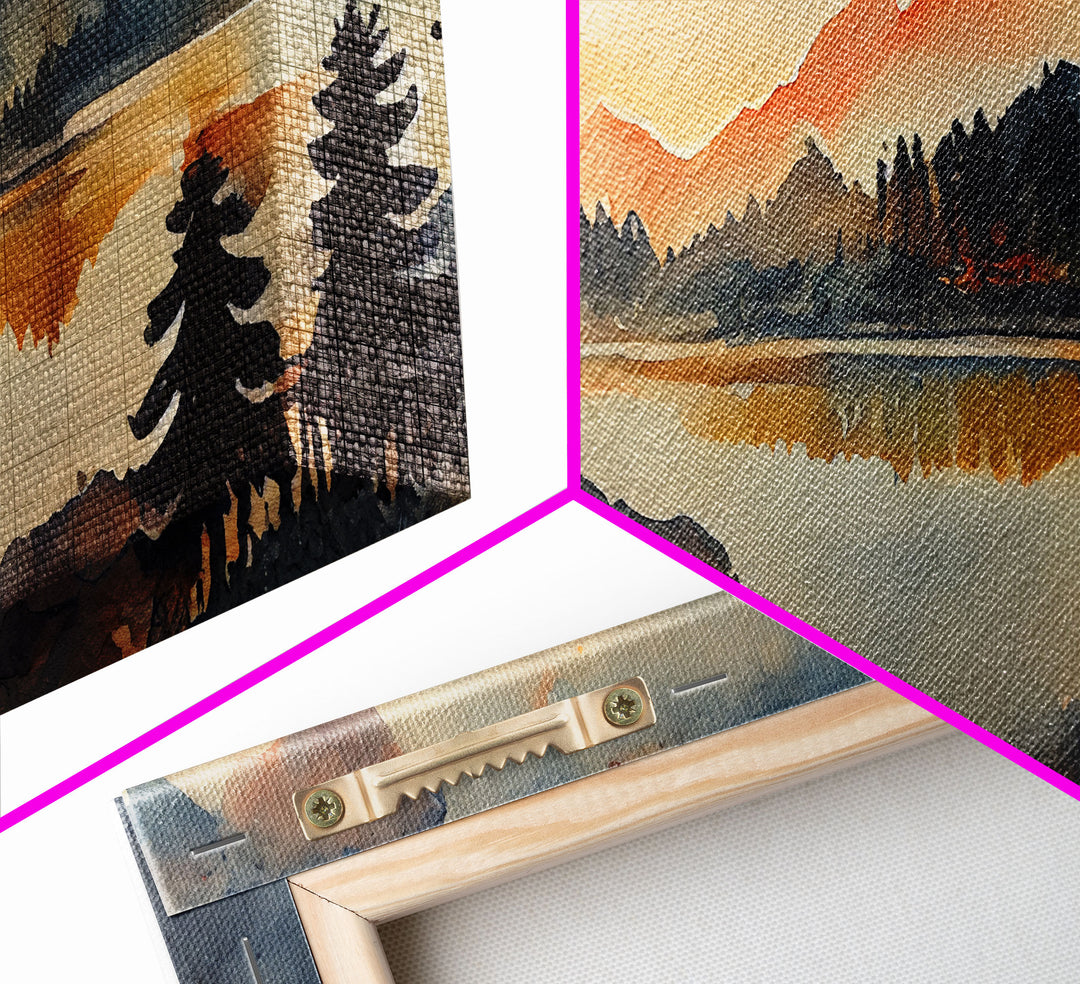 Watercolor painting of a forest fire, canvas print, landscape art, cool living room art, depressing art, Panoramic Ready To Hang wall decor