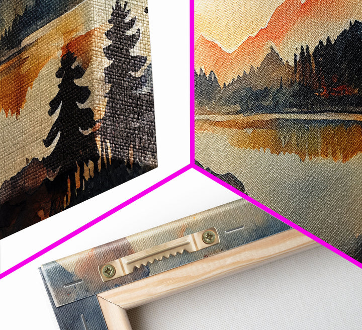 Watercolor painting of a forest fire, canvas print, landscape art, cool living room art, depressing art, Panoramic Ready To Hang wall decor
