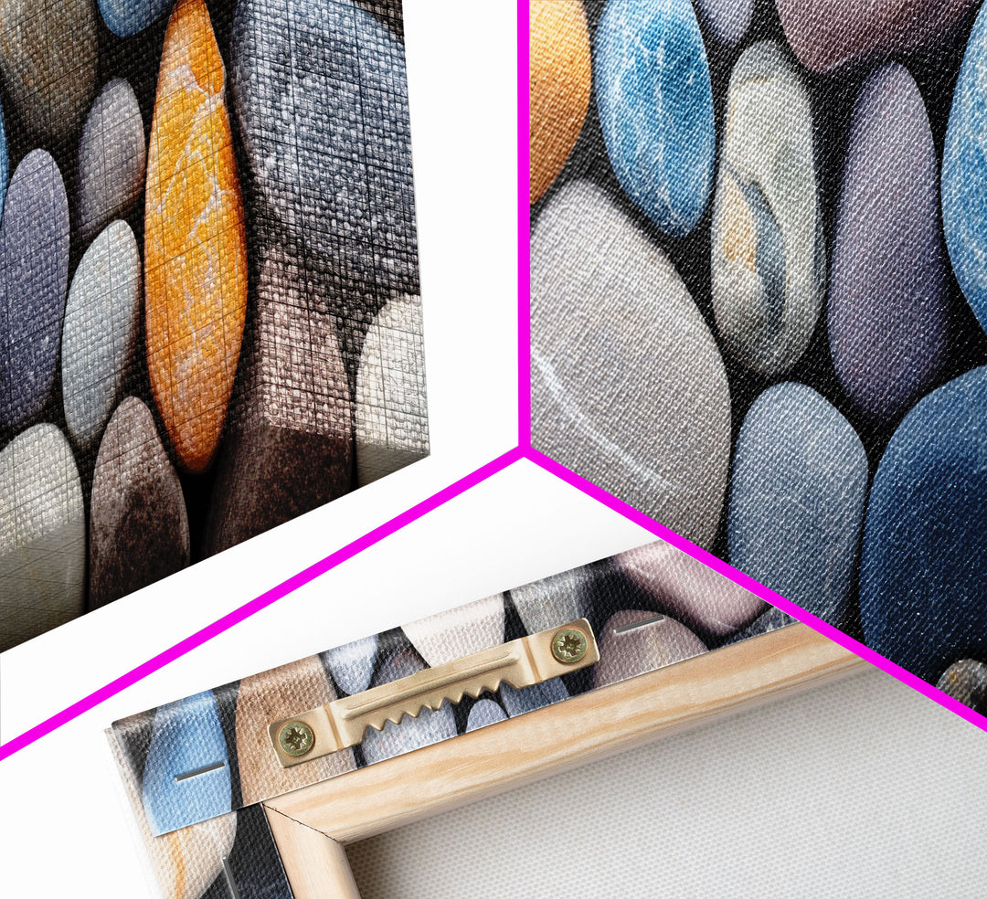 The Lake Bed, Photography Print Wall Art, Framed Canvas Print, Panoramic Extra Large Wall Decor, Stones and Rocks Photography