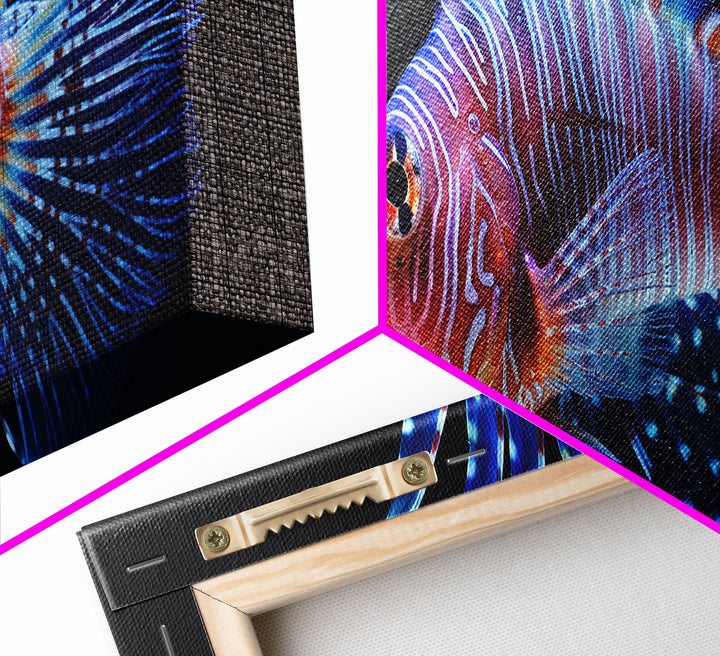 Lion Fish Painting Wall Art, Framed Canvas Print, Aquarium Wall Art, Colorful Pet Fish painting