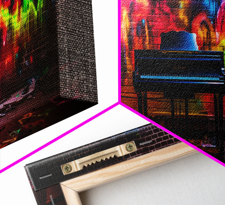 Limited Edition Graffiti Covered Piano Street Art Framed Canvas Print, Premium Graffiti Street Art Wall Decor, Extra Large Wall Art