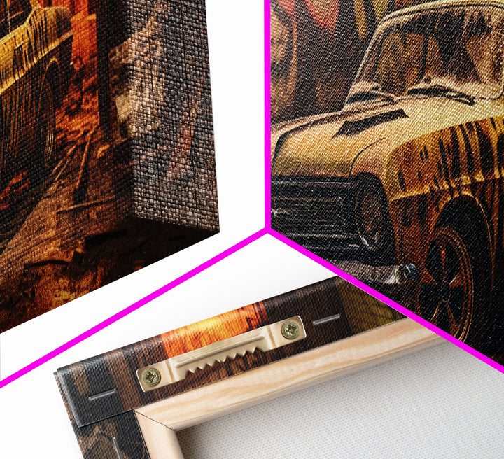 Graffiti Punk Wall Art, Street Art, Framed Canvas Print, Detroit Muscle, Limited Edition, High Quality Art, Game Room Art, Mancave