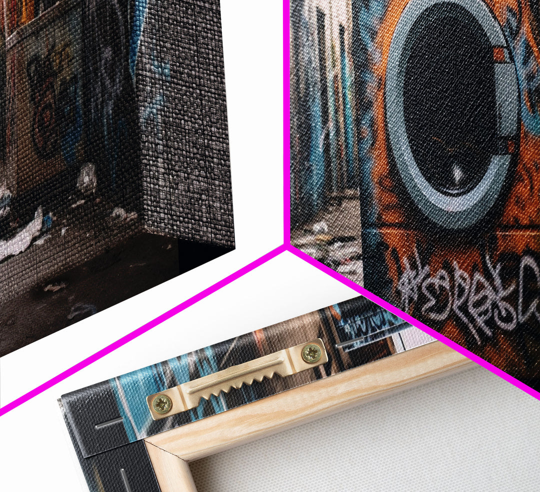 Urban Decay Graffiti Punk Wall Art, Street Art, Framed Canvas Print, Washing Machine, Limited Edition, High Quality Art, Game Room Art