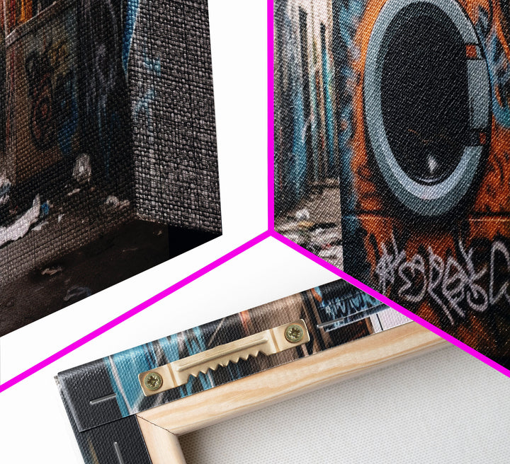 Urban Decay Graffiti Punk Wall Art, Street Art, Framed Canvas Print, Washing Machine, Limited Edition, High Quality Art, Game Room Art