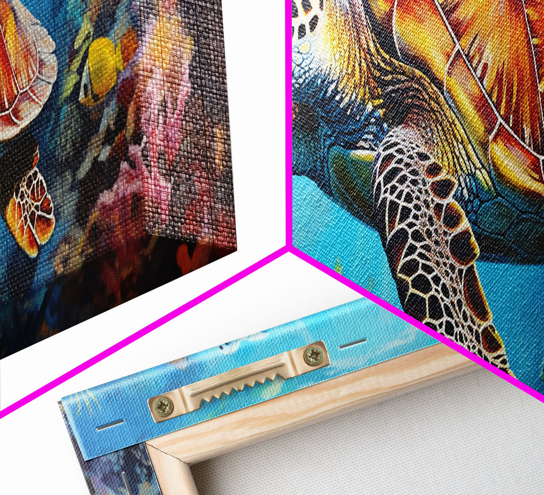 Sea Turtle Framed Canvas Print, Beautiful Sea Turtle Wall Art, Sea Turtle Print, Nursery Decor, Nursery Wall Art