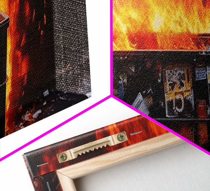 This Is Fine, It's Just A Dumpster Fire, Funny Wall Art, Framed Canvas Print