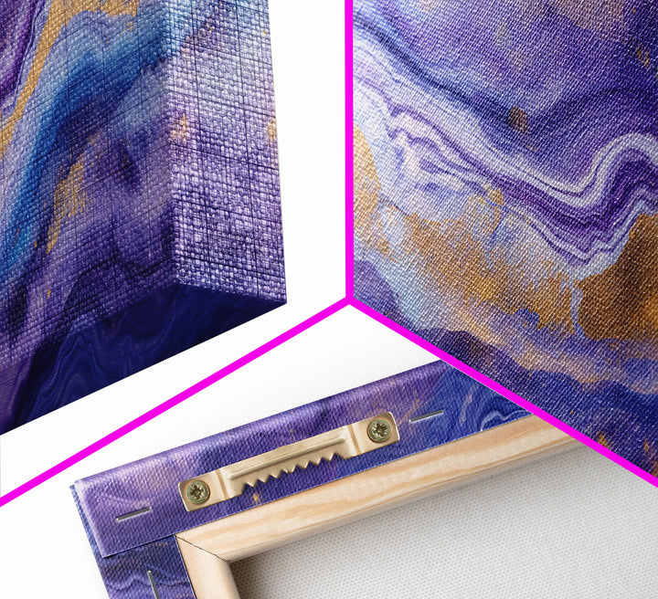 Purple Marble Canvas Wall Art, Abstract Canvas Art, Panoramic Extra Large Wall Art, Marble Wall Decor, Modern Art, Purple and Gold Art