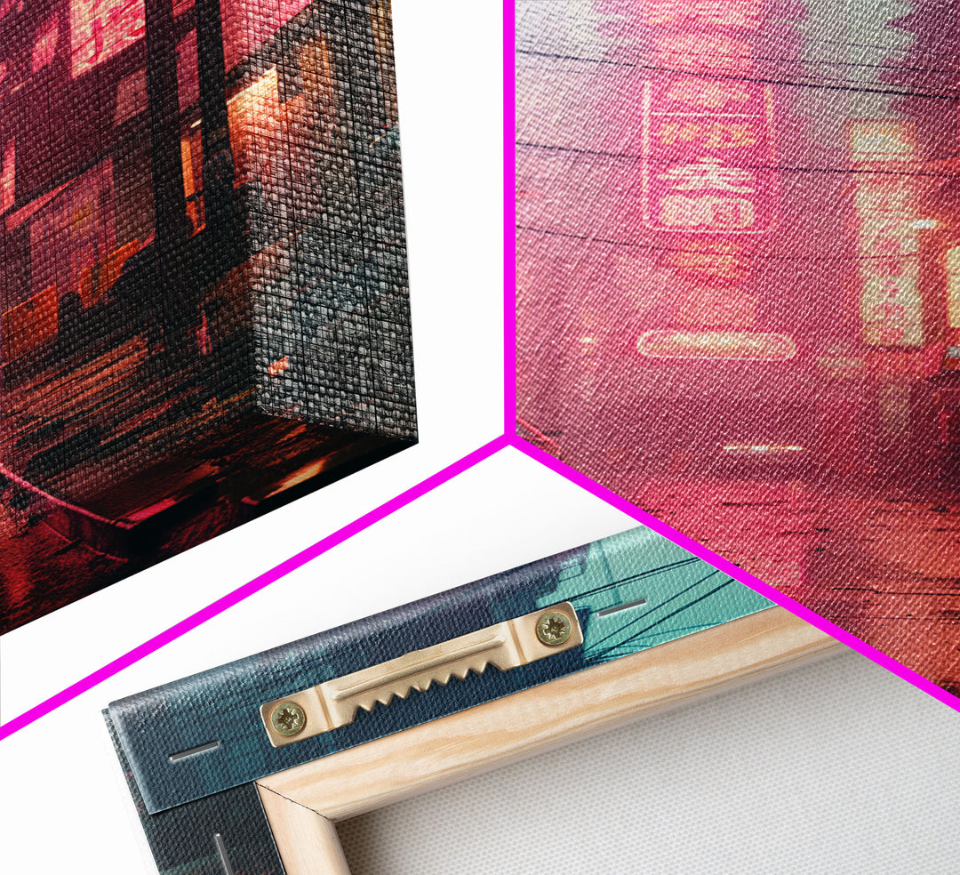 Japanese Wall Art, Asian Wall Art, Neon Lights, Street Wall Art, Canvas Print, Wall Hanging, Portrait Art, Gift For Men, Teen Boy Wall Art