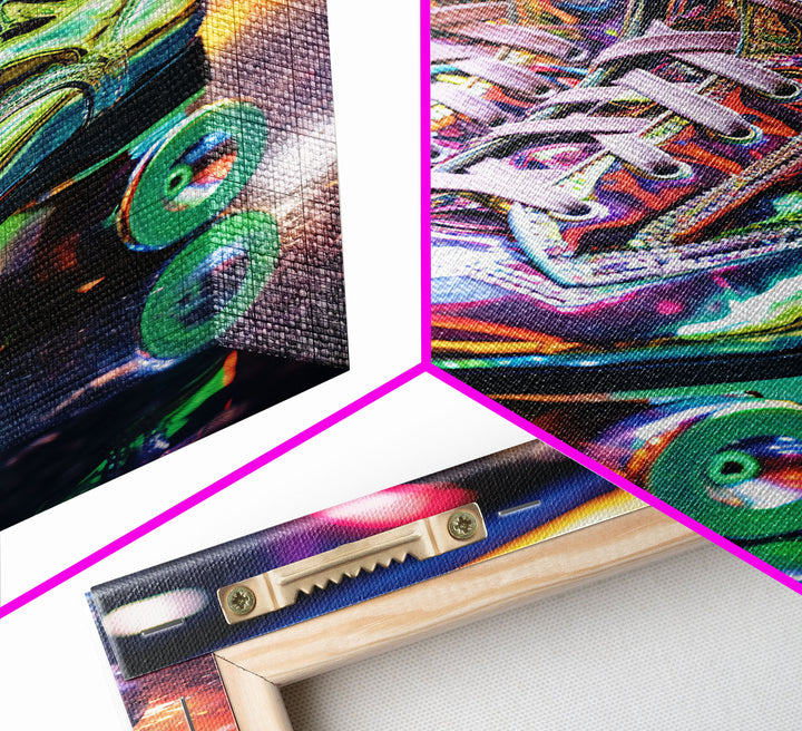 Roller Skates, Roller Derby, Retro Wall Art, Canvas Print, Wall Hanging, Portrait Art, Preppy Wall Art, Anniversary Gift, Office Prints