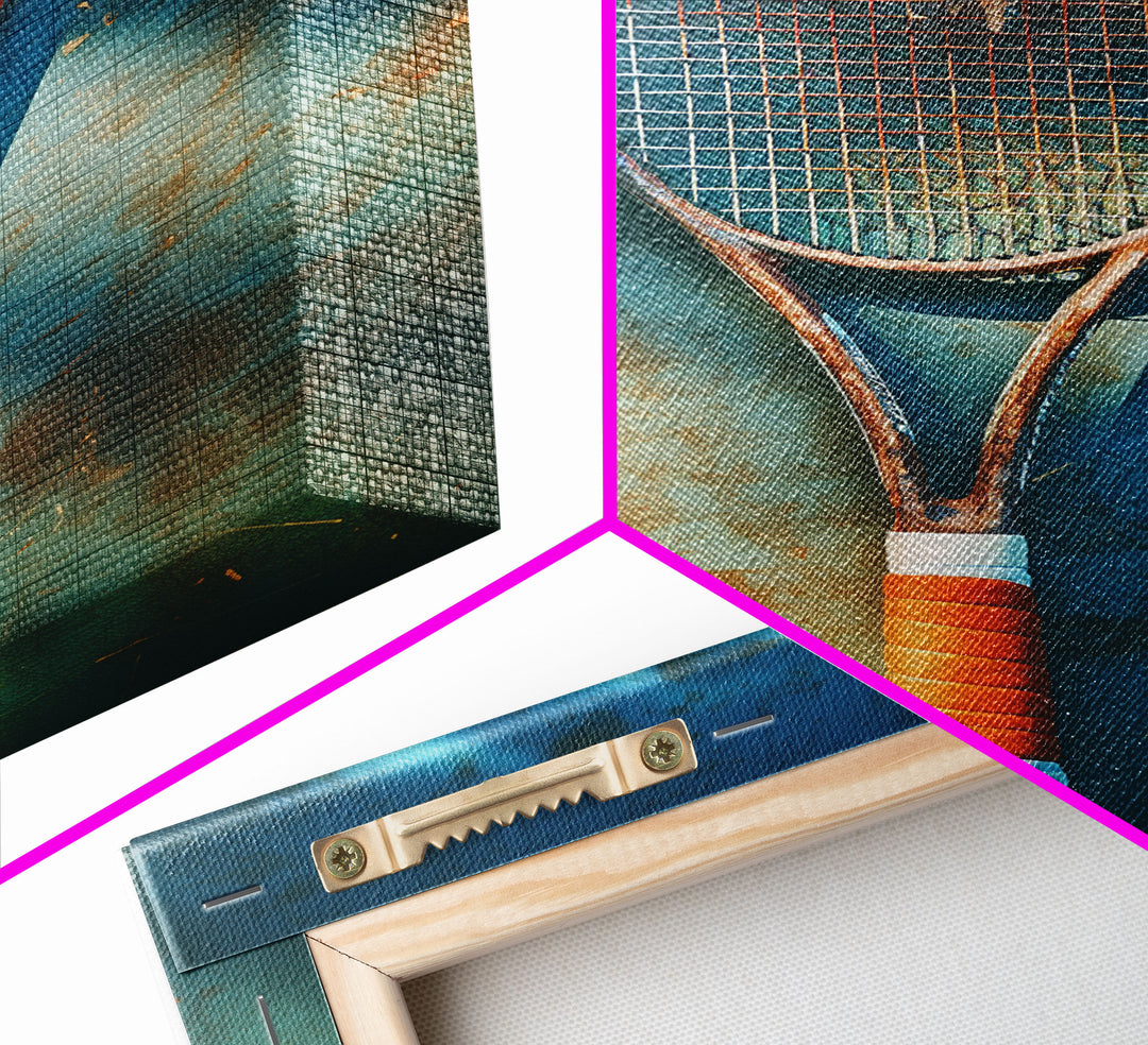 Tennis Racket, Tennis Wall Art, Sports Wall Art, Canvas Print, Wall Hanging, Portrait Art, Tennis Gifts, Preppy Wall Art, Bookshelf Decor