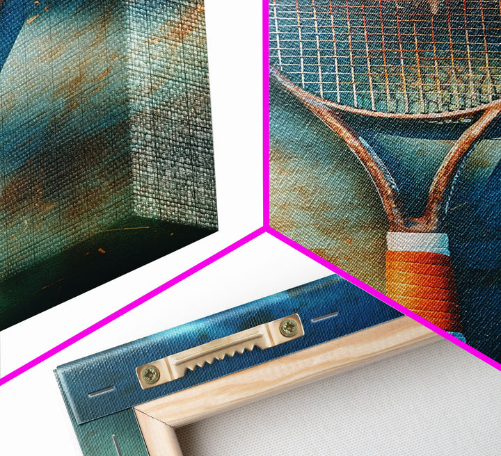 Tennis Racket, Tennis Wall Art, Sports Wall Art, Canvas Print, Wall Hanging, Portrait Art, Tennis Gifts, Preppy Wall Art, Bookshelf Decor