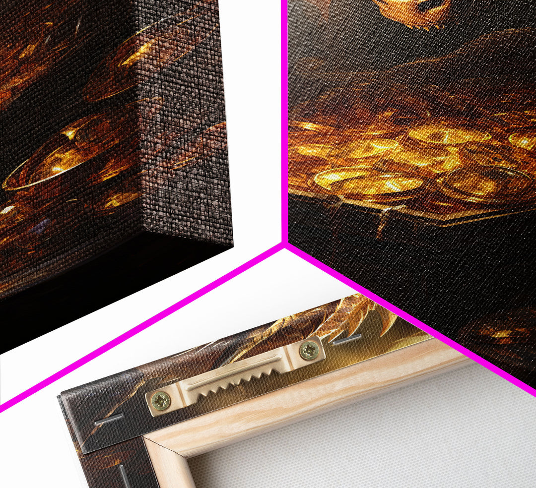 Dragon Art, Fantasy Art, Treasure Chest, Canvas Print, Wall Hanging, Portrait Art, Video Game Art, Nerdy Home Decor, Gift For Friend