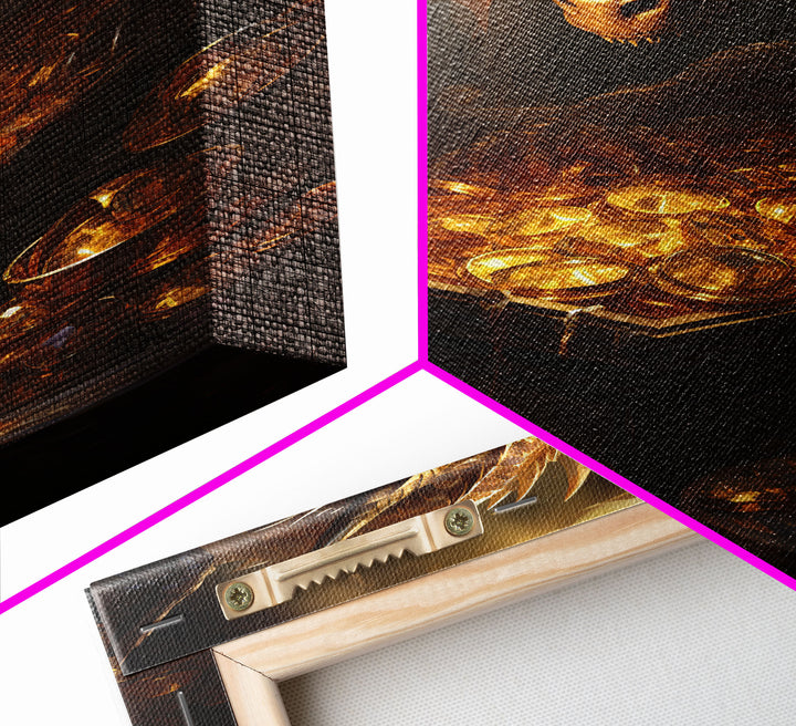 Dragon Art, Fantasy Art, Treasure Chest, Canvas Print, Wall Hanging, Portrait Art, Video Game Art, Nerdy Home Decor, Gift For Friend