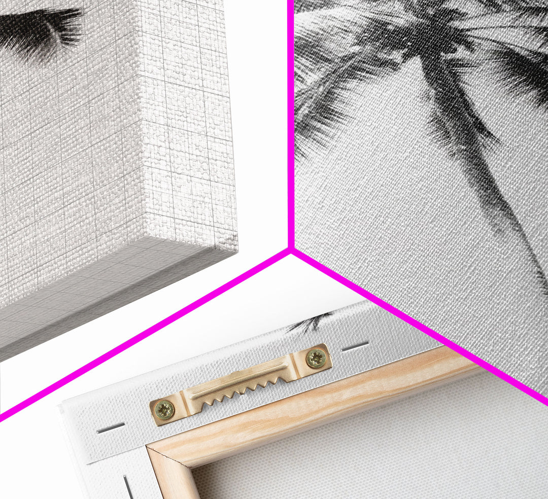 Palm Tree Wall Art, Tropical Art, Minimalist Art, Canvas Print, Wall Hanging, Portrait Art, Black And White Art, Living Room Wall Art