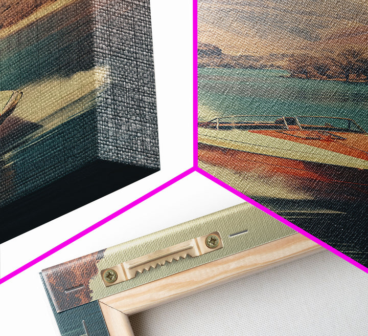 Vintage Photography Print, Speed Boat In The Grand Canyon, Framed Canvas Print, Nautical Art, 1950s/1960s Photography