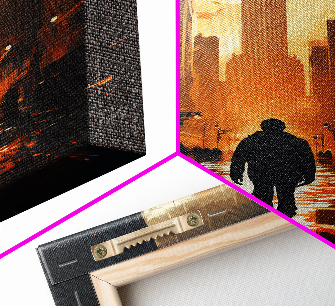 Dystopian Art, City, Urban Art, Cityscape Art, Canvas Print, Wall Hanging, Portrait Art, Gift For Coworker, Video Game Art, Tiny House Decor