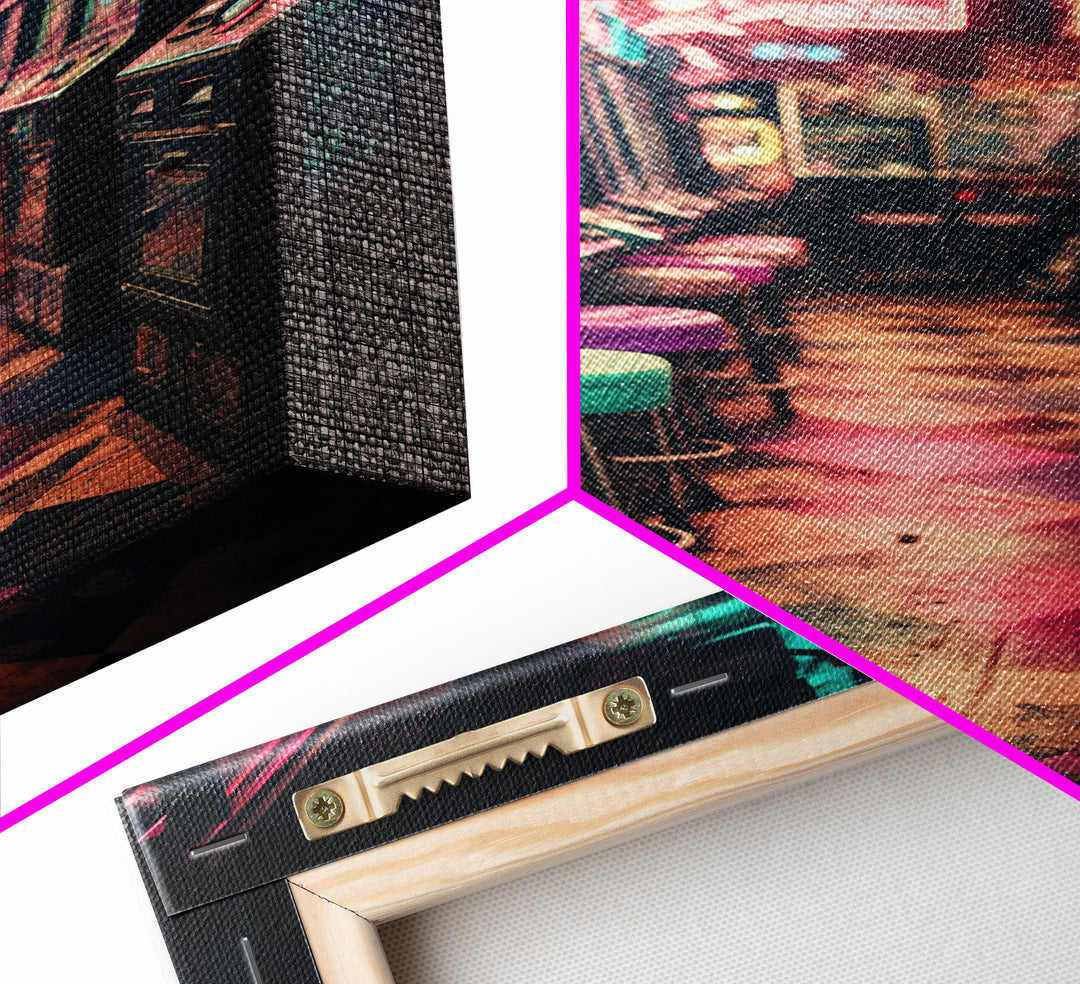An Abandoned Game Room, Framed Canvas Print, Vaporwave Photography Fine Art Print, Aesthetic Decor, Colorful Art, Arcade Room Art
