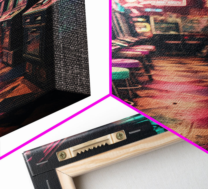 An Abandoned Game Room, Framed Canvas Print, Vaporwave Photography Fine Art Print, Aesthetic Decor, Colorful Art, Arcade Room Art