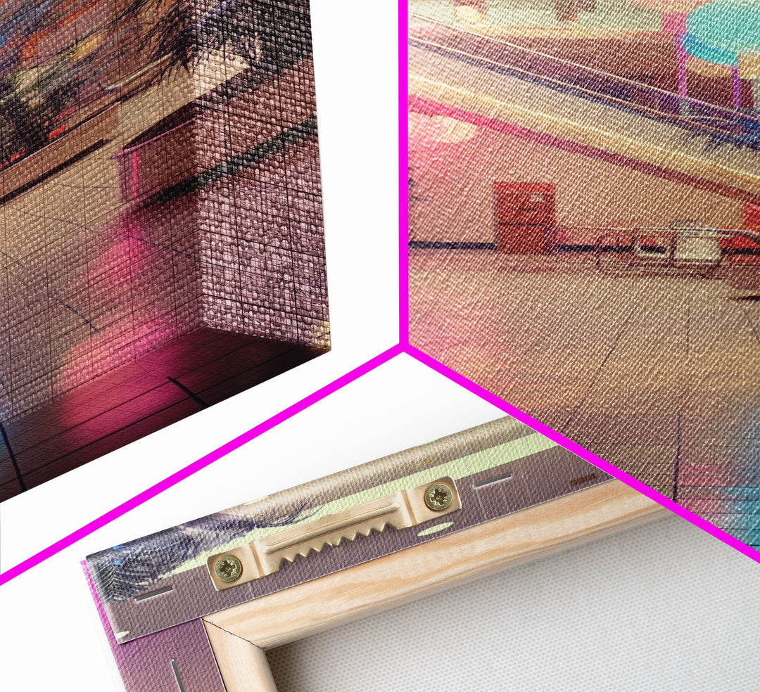 Photo Of A 1980s Mall, Framed Canvas Print, Liminal Spaces, Vaporwave Aesthetic Wall Art, Game Room Decor