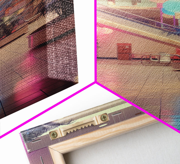 Photo Of A 1980s Mall, Framed Canvas Print, Liminal Spaces, Vaporwave Aesthetic Wall Art, Game Room Decor
