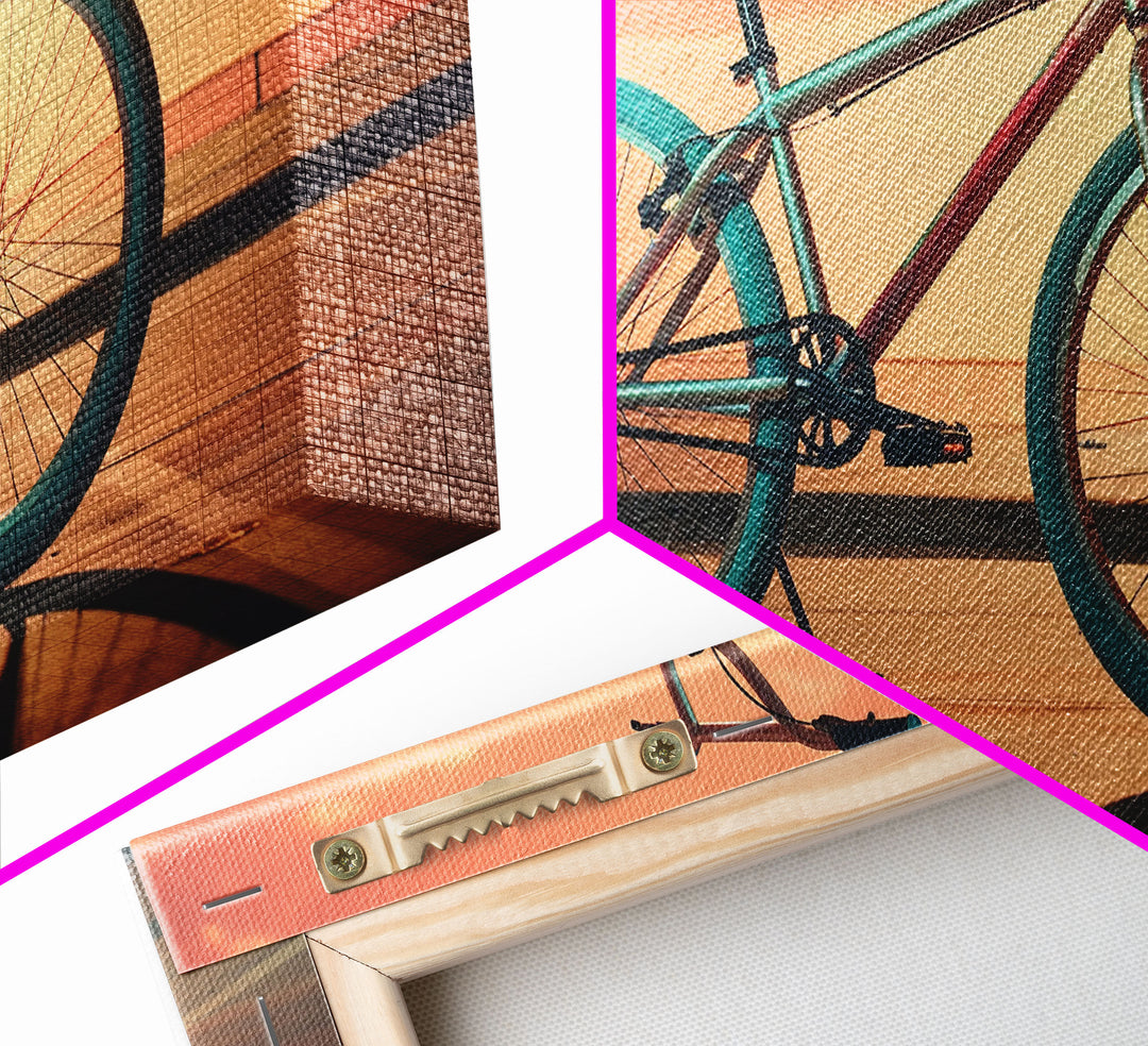 Vaporwave BMX Bike, Framed Canvas Print, Retro Wall Art, Sunset Photography, Bicycle Decor, Bike Rider Gift, Guy Gift