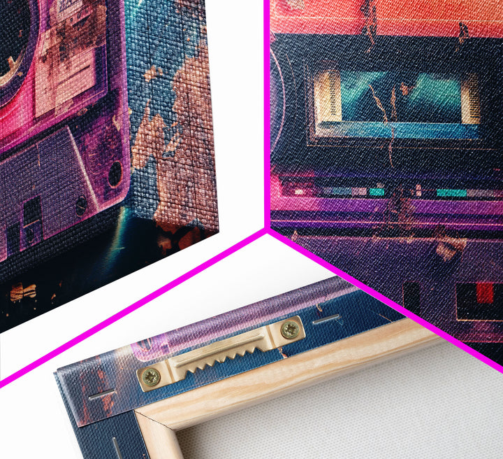 Vaporwave Cassette Tape Wall Art, Framed Canvas Print, 1980s Inspired Home Decor, Retro Art, 80s Decor, Aesthetic Decor