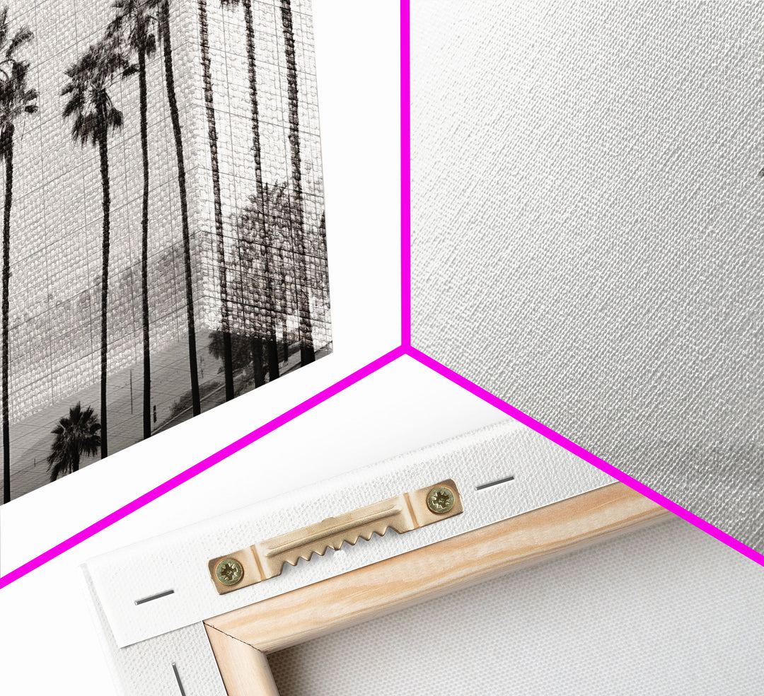 Black And White Miami Rain Storm, Framed Canvas Print, Liminal Art, Liminal Spaces, Framed Wall Art, Office Decor, Dark Moody Art
