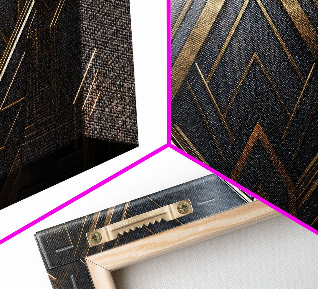 Black and Gold Art Deco Wall Art, Framed Canvas Print, 1920s Art Deco Print, Stylish Art Deco Canvas Poster, Framed or Unframed, Retro