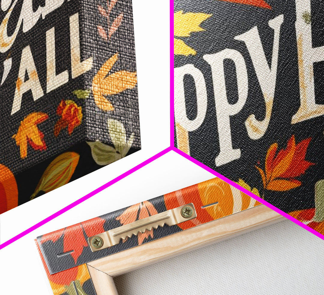 Happy Fall Y'all Typography Wall Art - Framed Canvas Print - Rustic Fall Sign - Thanksgiving Sign - Minimalist Farmhouse Primitive Art