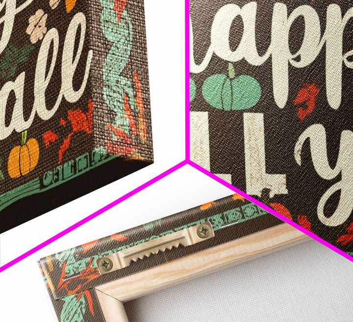 Happy Fall Y'all Typography Art, Rustic Farmhouse Decor, Framed Canvas Print, Canvas Sign, Fall Sign, Thanksgiving Sign Primitive Wall Art