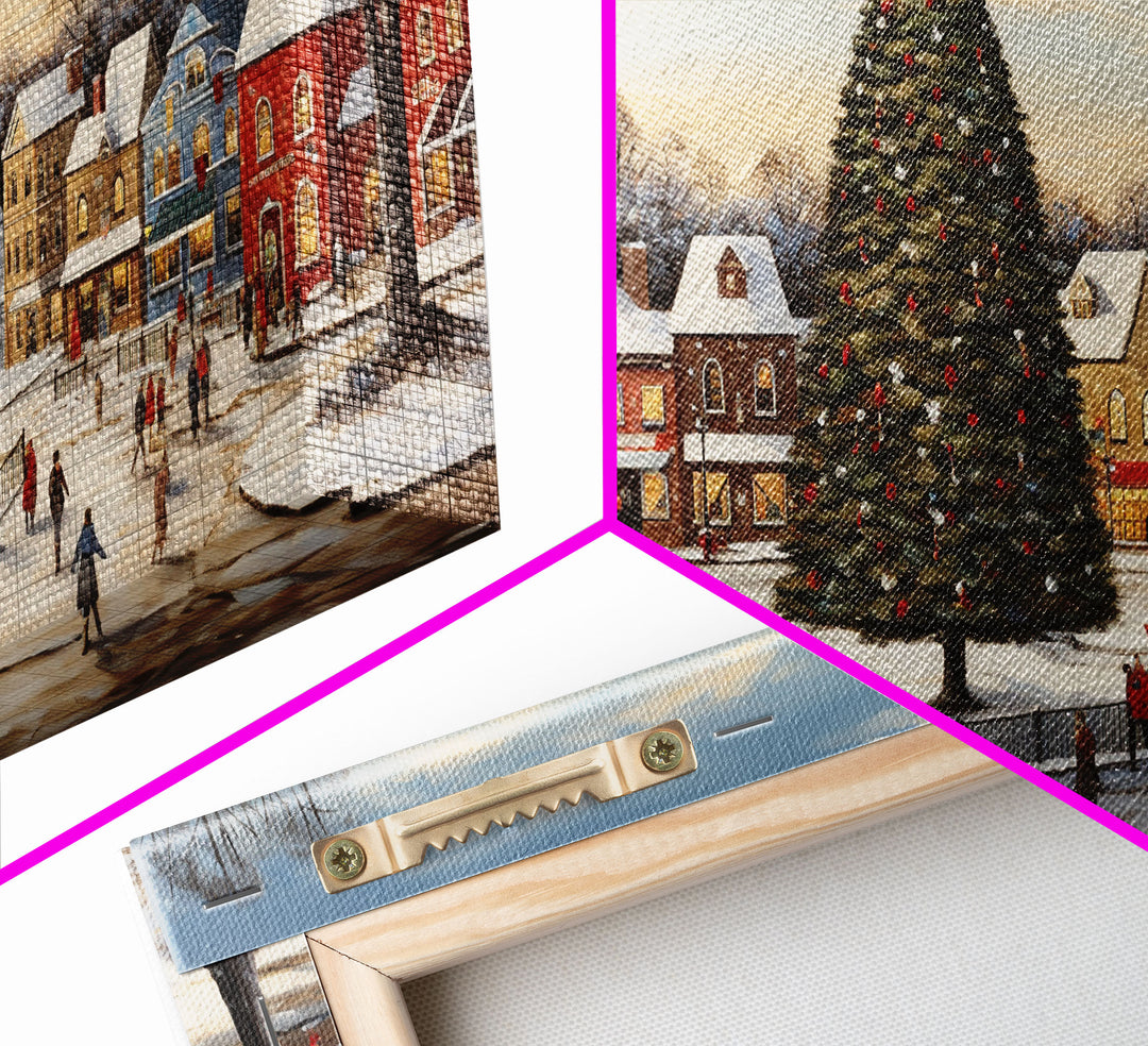Christmas Tree In Town Square Framed Christmas Wall Art - Framed Christmas Art - Canvas Art - St. Nicholas - Winter Wonderland Centerpiece