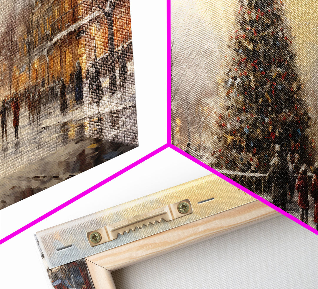 Retro Christmas Village Framed Christmas Wall Art - Framed Christmas Art - Canvas Art - St. Nicholas - Winter Wonderland Centerpiece