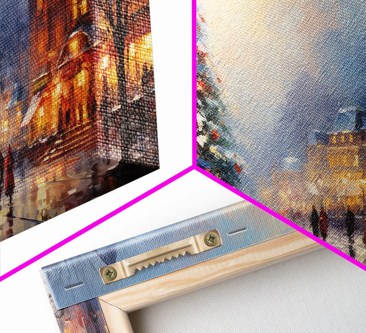 Winter Wonderland Canvas Print - Christmas Village - Christmas Decor - Winter Centerpiece - Christmas Tree In The Village Square