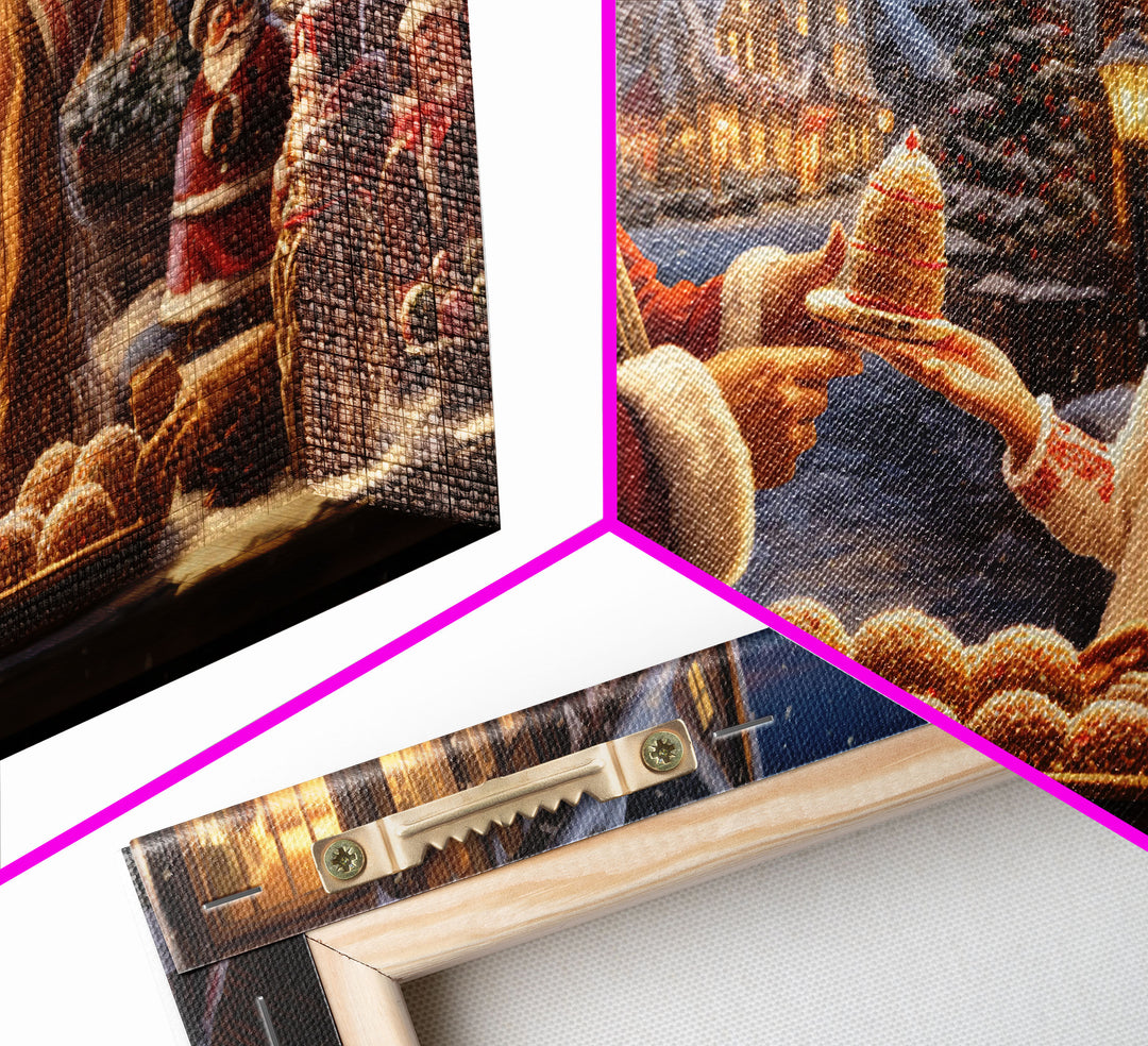 Santa Art Canvas Print - Santa Sharing a Cake - Christmas Art - Santa Art Print - Christmas Wall Art - Santa Decor - Christmas Art Print
