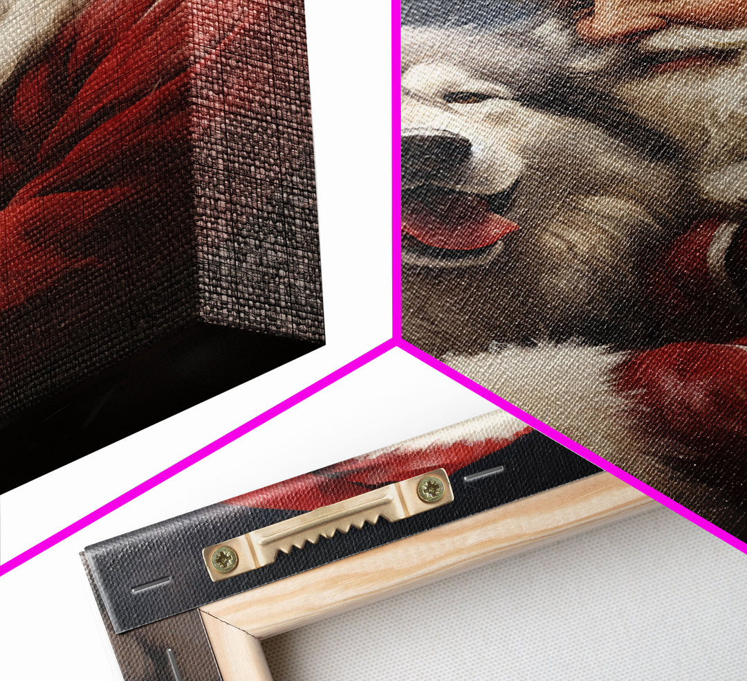 Santa Claus and his Alaskan Malamute, Christmas Wall Art, Dog Gift, Christmas Dog, Winter Wall Art, Santa Decor, Santa Art Print