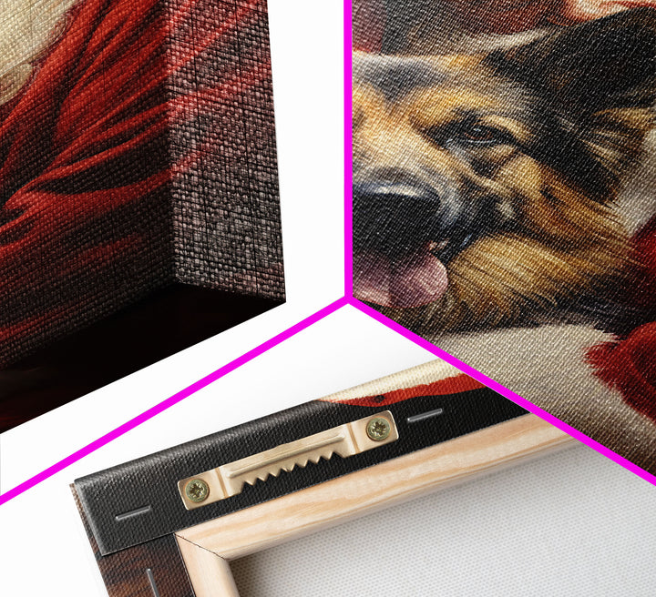 Santa Claus And His German Shepherd, Christmas Wall Art, Dog Gift, Christmas Dog, Winter Wall Art, Santa Decor, Santa Art Print, Cute Dog