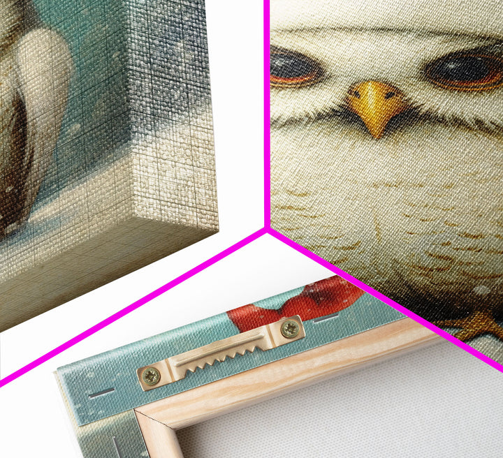 Silly Snow Owl Dressed For Christmas, Christmas Art, Christmas Decor, Christmas Wall Art, Farmhouse Christmas, Vintage Christmas, Owl Print