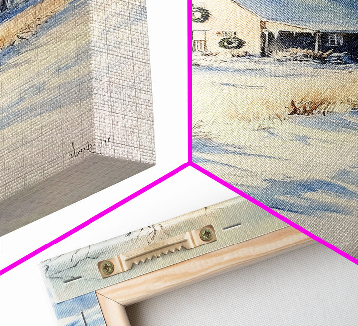 Farmhouse Christmas Decor, Wall Art, Retro Christmas Decor, Vintage Style Xmas Art for 2024, Modern Farmhouse Winter Landscape