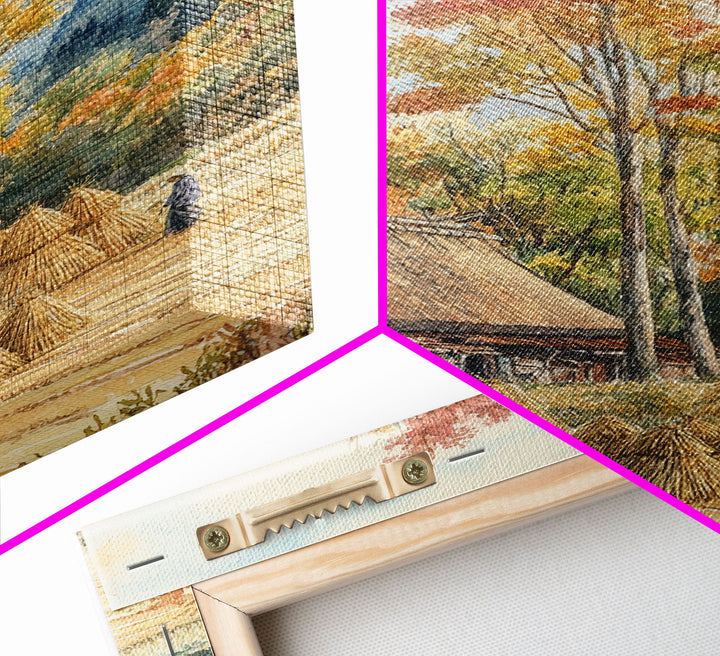 Fall Hay harvest, framed canvas print, autumn decor, fall wall art