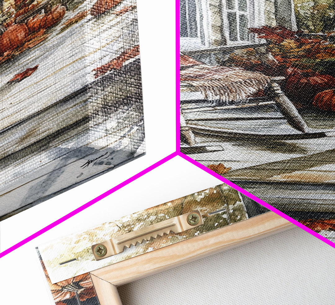 The Rocking Chair, Framed Canvas Print, Fall Decor, Christmas Plaid Art, Country Christmas Decor, Merry Christmas, Minimalist Art