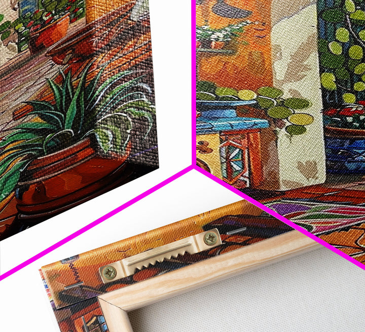 Colorful Southwestern Kitchen Framed Canvas Print Mexican Tile Art Decor Vibrant Wall Art Best Gift Idea Above Sofa Home Seasonal Decor