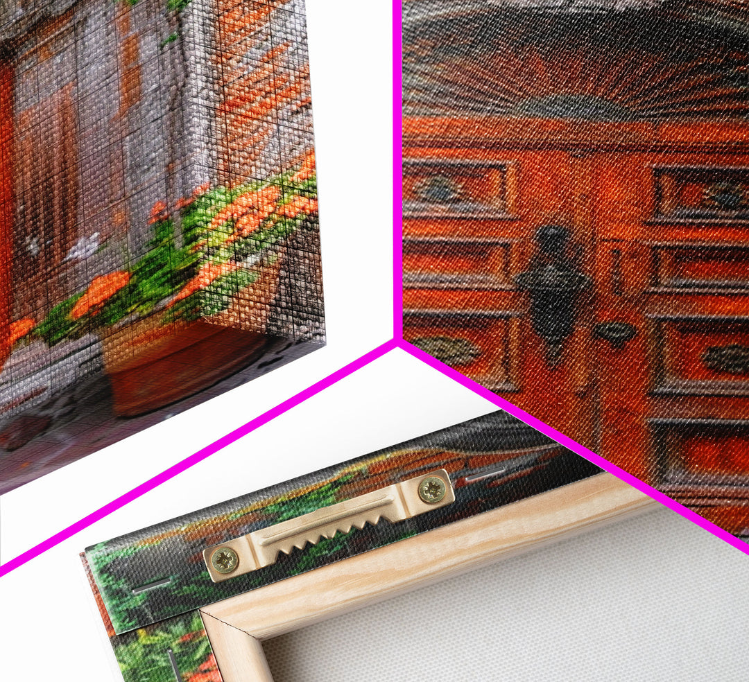 Change23. Mexican Wall Art, Framed Canvas Print, Old Town Mexico Architecture Wall Art, Framed Art