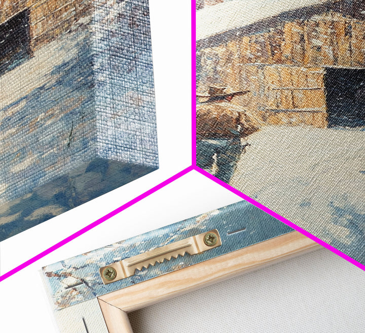 Cowboy Walking in Snow Scene Framed Canvas Print - Moody Landscape Art for Winter Home Decor 2024 Rustic Winter Wall Art